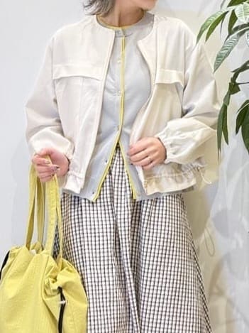 misakiさんの「SHOO･LA･RUE｜【セットアップ可/洗濯機可/S-LL】軽やかに揺れる サッカーチェック フレアスカート」を使ったコーディネート