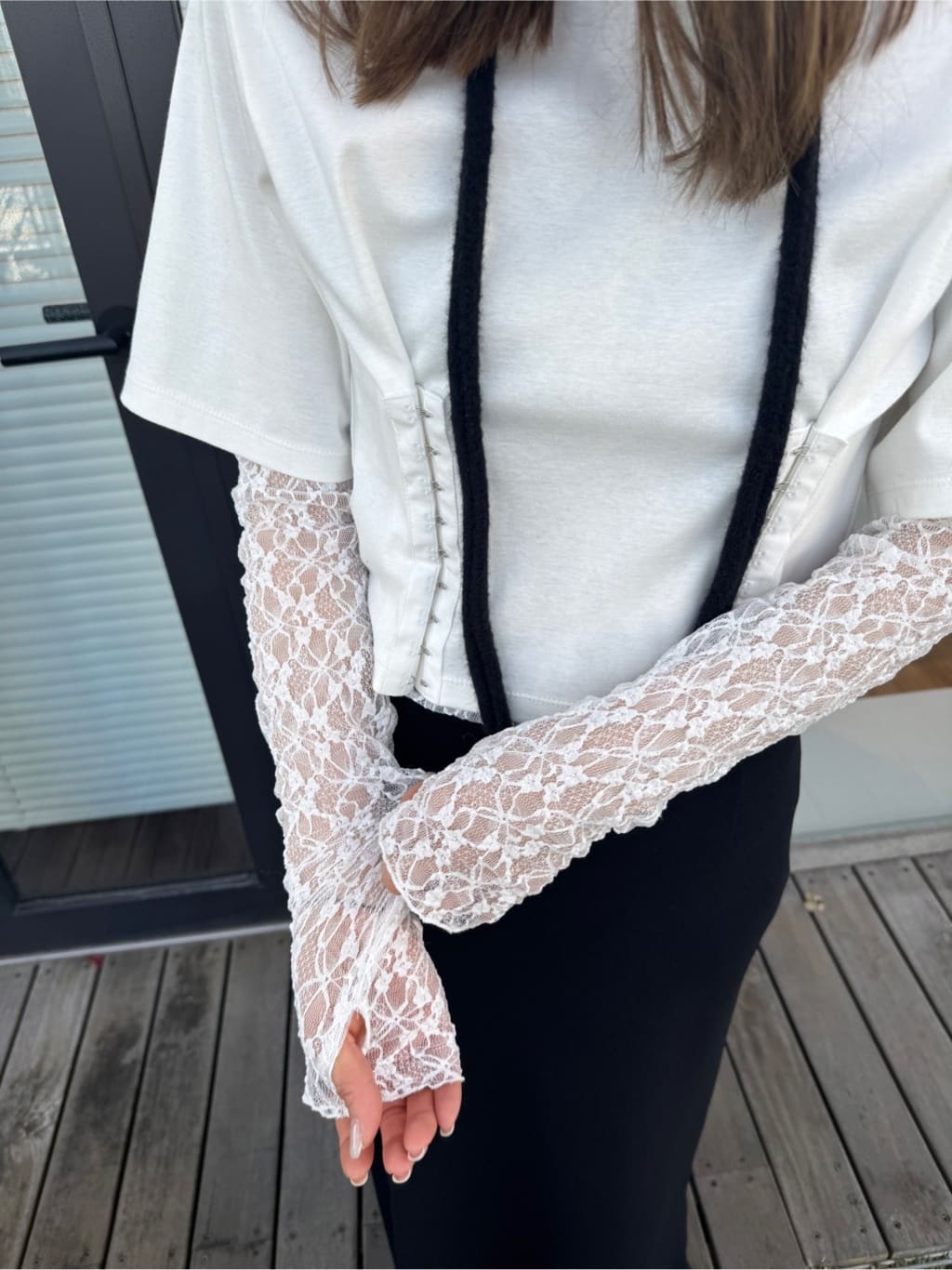 designer yukaさんの「CODE A｜corset jersey tee」を使ったコーディネート