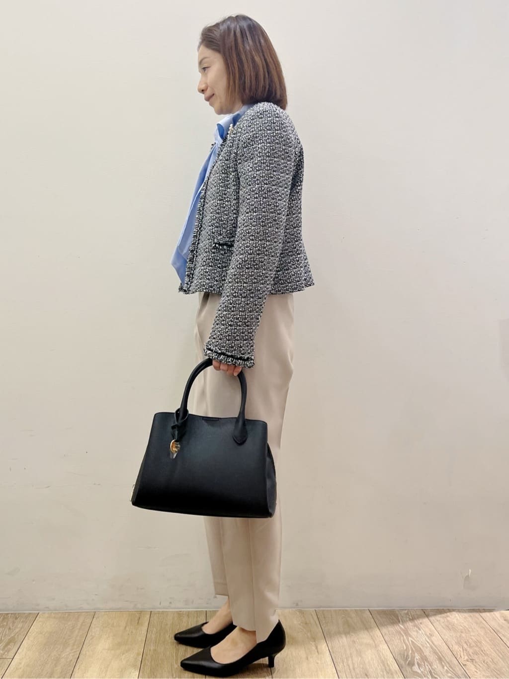 kcさんの「OPAQUE.CLIP｜ステップヘムテーパードパンツ／セットアップ対応可【洗濯機OK】」を使ったコーディネート