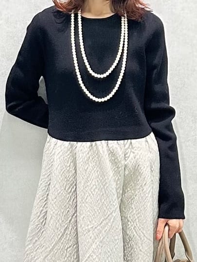 Miwaさんの「UNTITLED｜【大人フェミニン/トレンド】ニット&times;ジャカード ドッキングワンピース」を使ったコーディネート