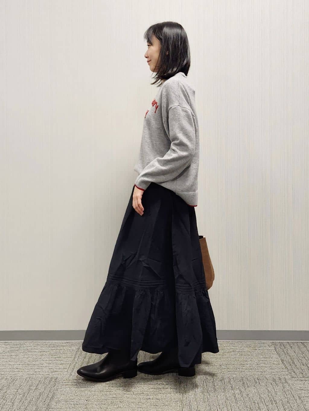 naraさんの「Dessin｜【洗える】ペイント風刺繍入り配色ラインニット」を使ったコーディネート