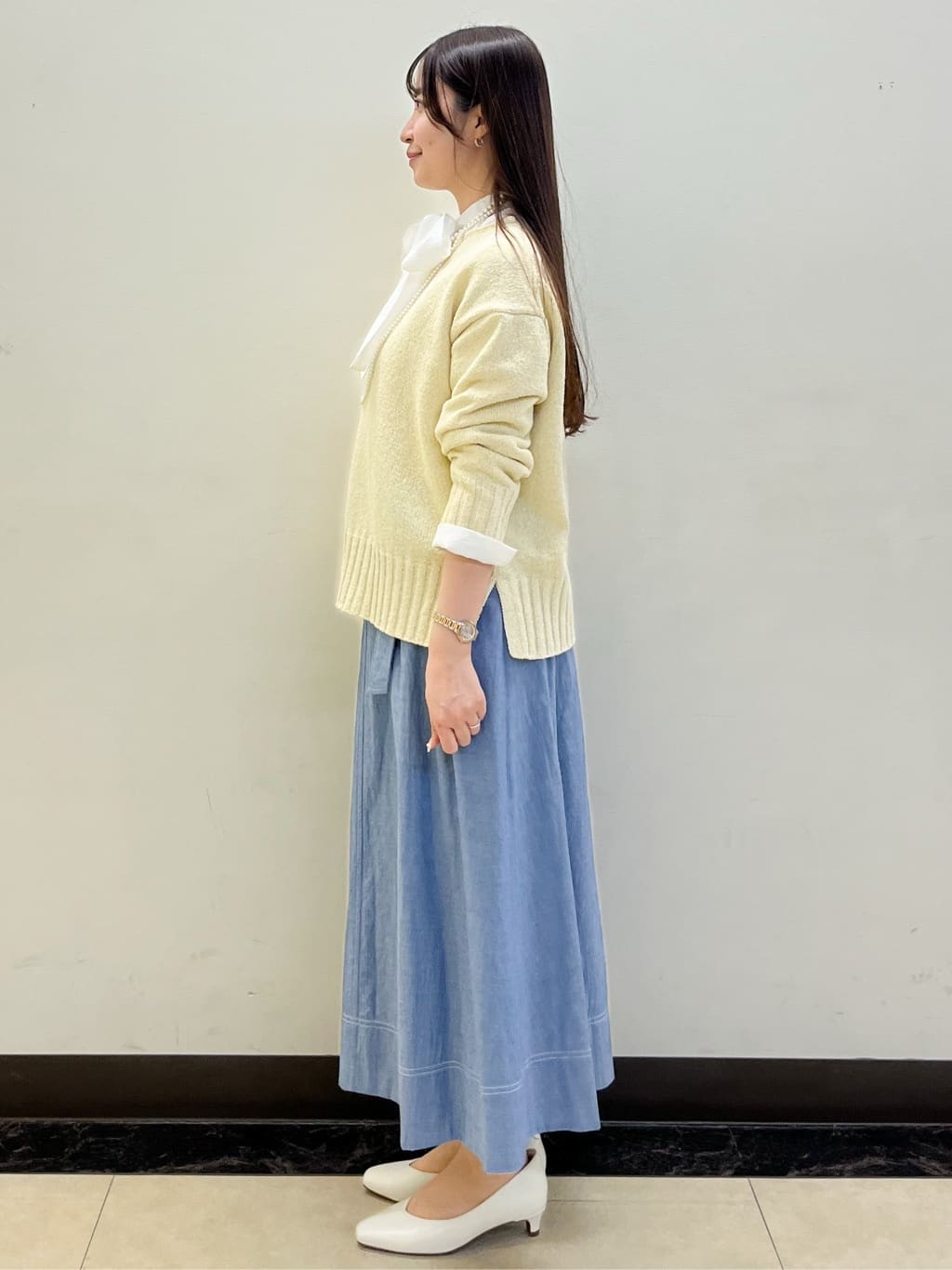 mikikoさんの「Reflect｜【レイヤードにおすすめ◎】ロング丈リラクシーニット」を使ったコーディネート