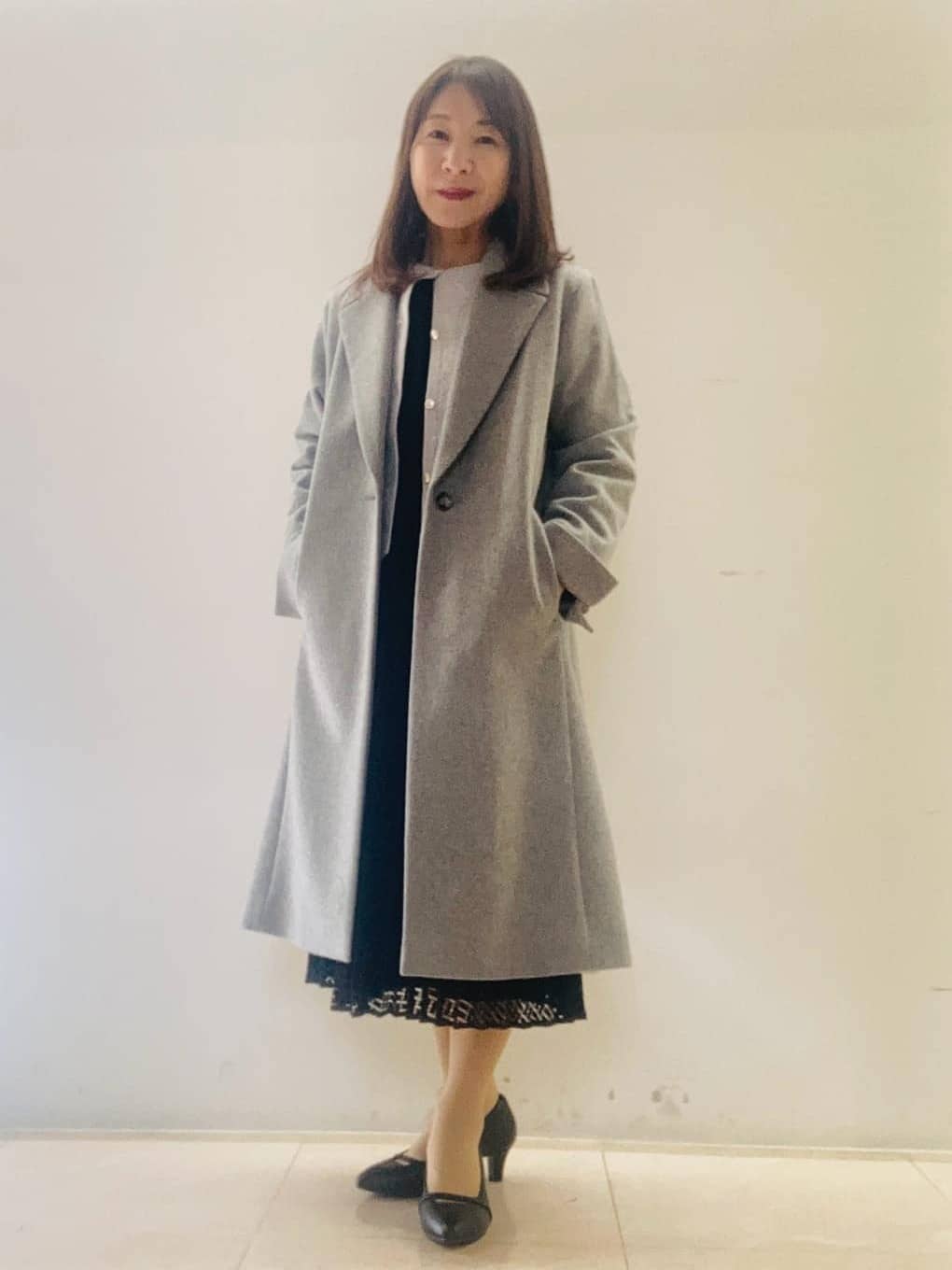 kurodaさんの「Reflect｜【SS-4Lサイズ】シフォン&times;幾何柄レースプリーツワンピース」を使ったコーディネート