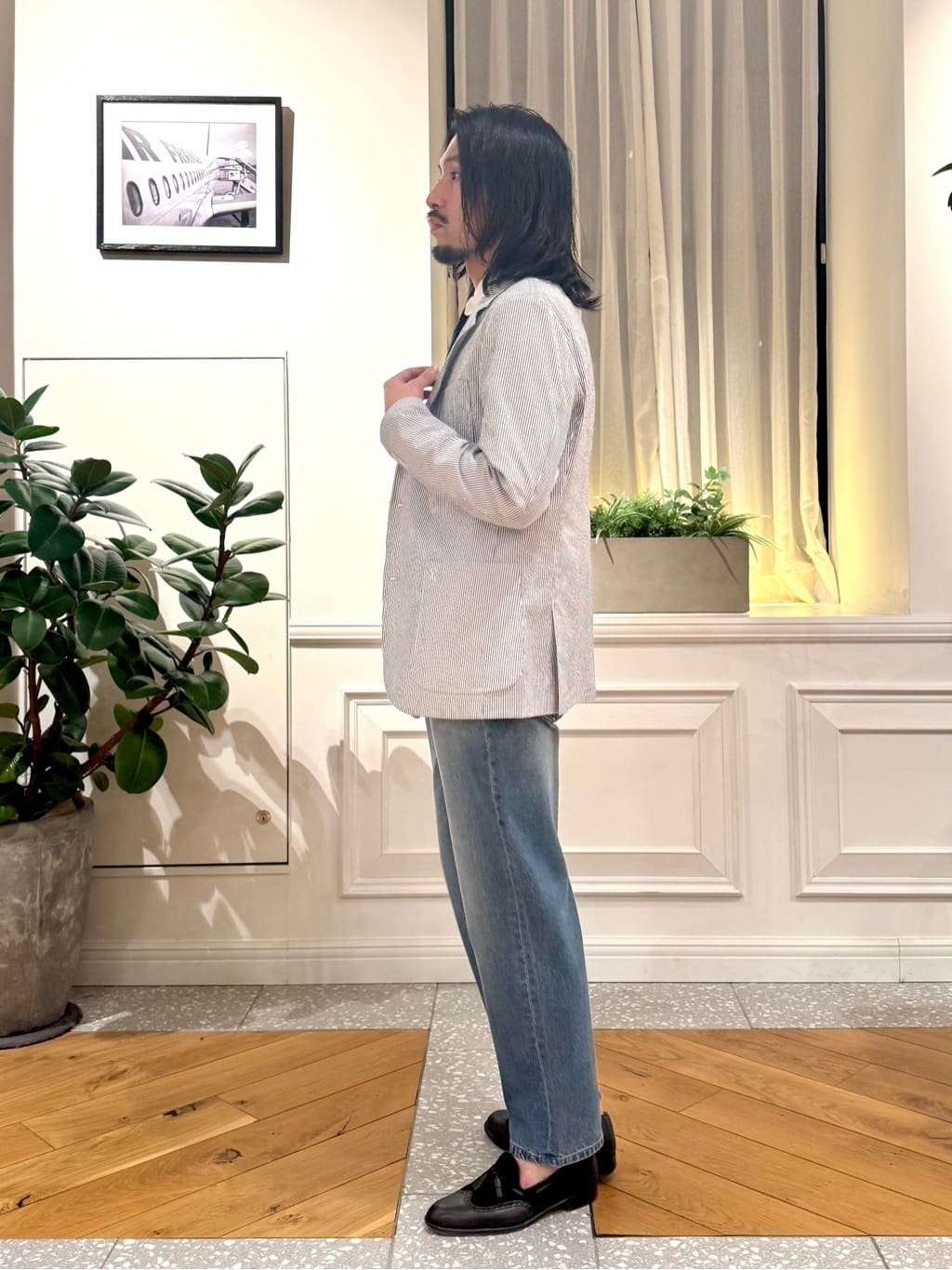 kawarataniさんの「DRESSTERIOR｜◆【吸湿速乾/セットアップ可/ウォッシャブル】COOLMAX シアサッカー サマージャケット」を使ったコーディネート