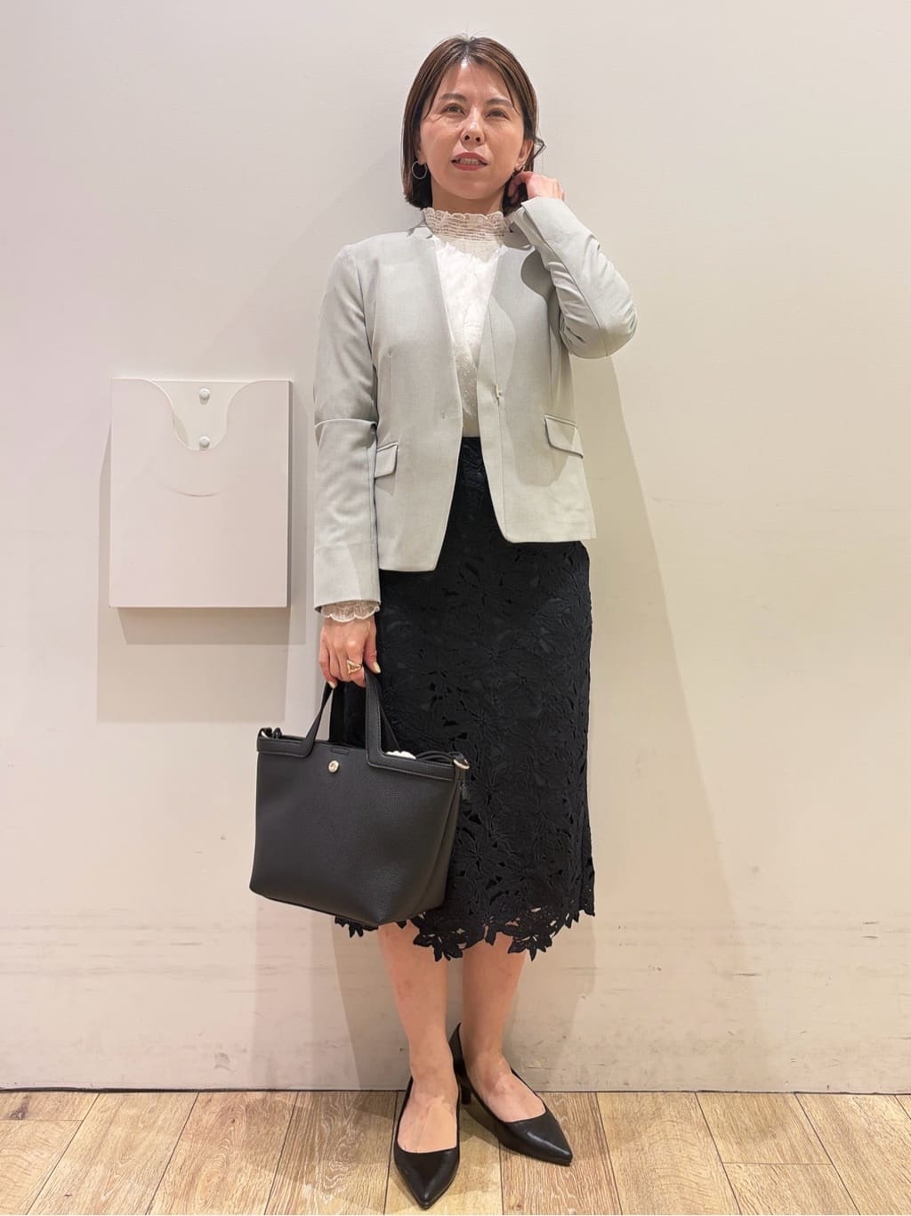 YUKOさんの「index｜【接触冷感／吸水速乾】ノーカラージャケット／セットアップ対応可《洗える／防シワ／ストレッチ》」を使ったコーディネート