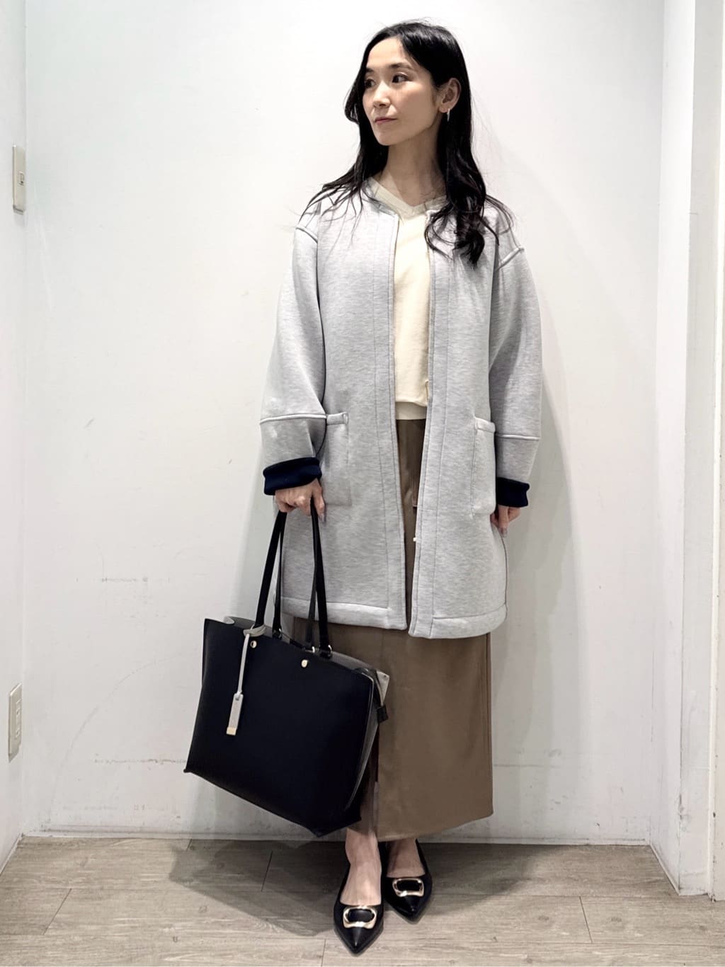 yuicciさんの「OPAQUE.CLIP｜リバーシブル配色ノーカラーコート【洗濯機OK】」を使ったコーディネート