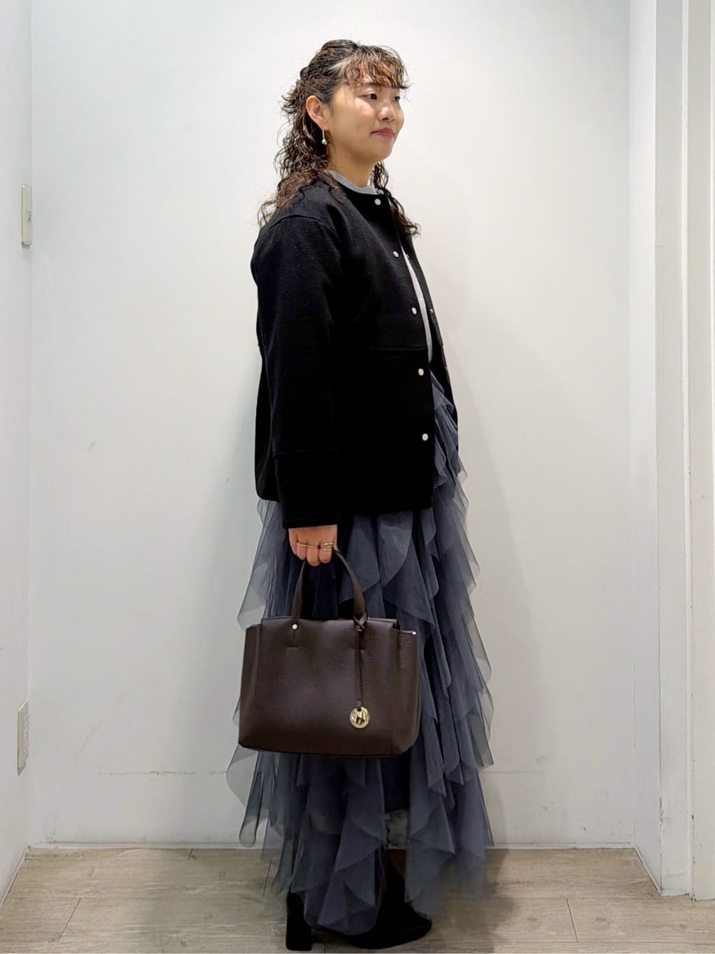 sumicaさんの「OPAQUE.CLIP｜ウールライクメルトンノーカラーコート【洗濯機洗い可】」を使ったコーディネート