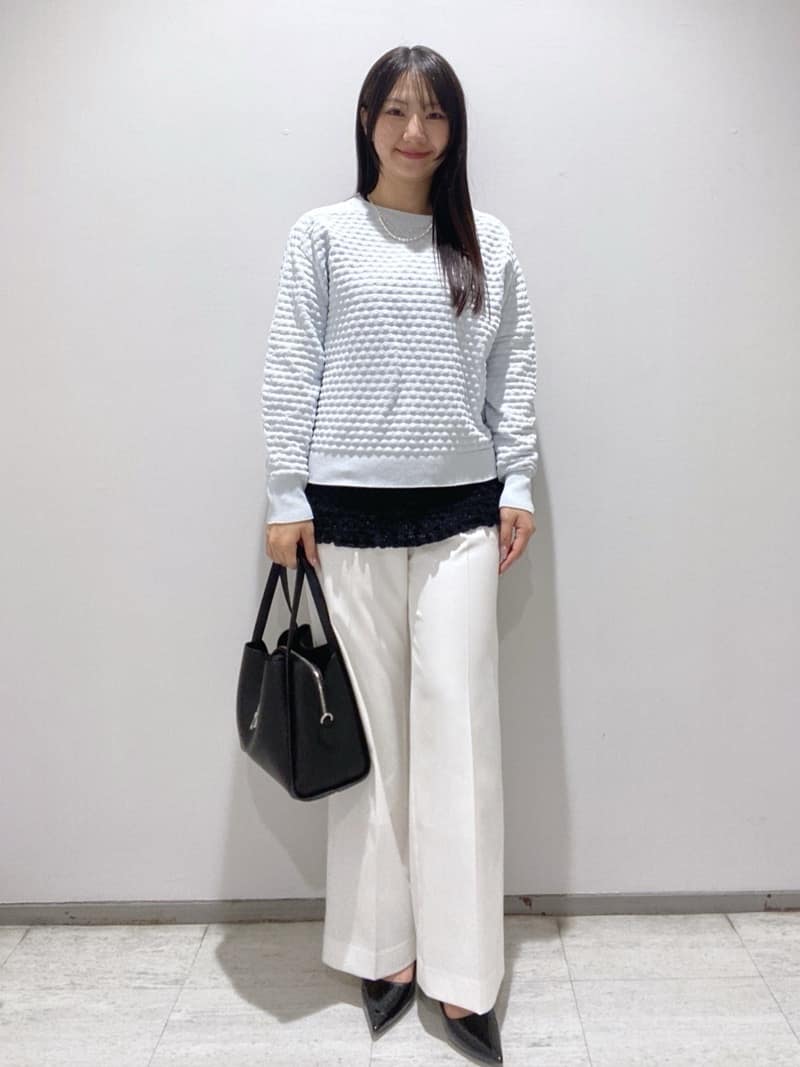 meiさんの「INDIVI｜【洗える／凹凸編み】ジャカードニット」を使ったコーディネート