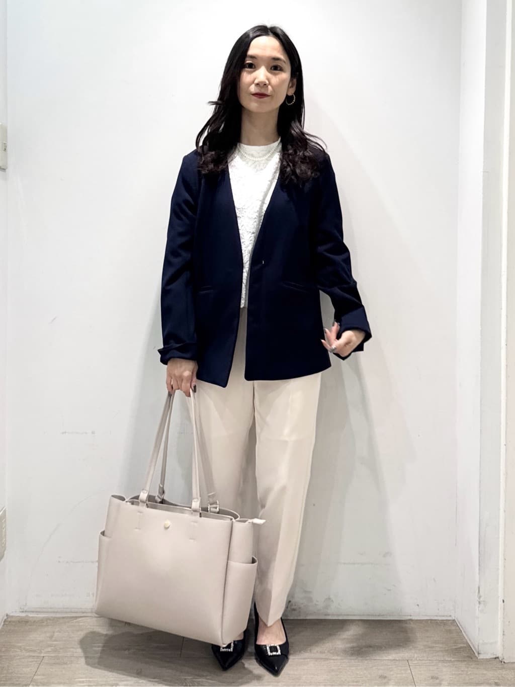 yuicciさんの「OPAQUE.CLIP｜《通勤／セットアップ対応》 Vネックジャケット／ダブルクロス【洗濯機OK】」を使ったコーディネート
