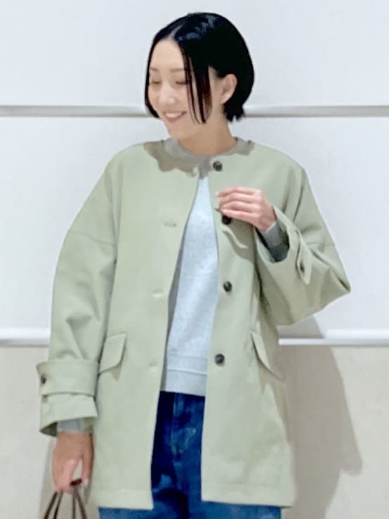 eriko さんの「Dessin｜【花粉ガード/撥水加工/洗える】クルーネックスプリングコート」を使ったコーディネート
