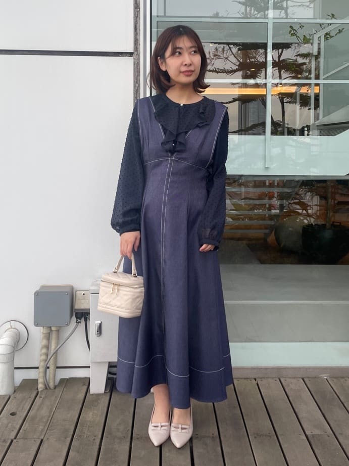 abeさんの「Couture brooch｜【洗える】デニムライク細リボンジャンスカ」を使ったコーディネート