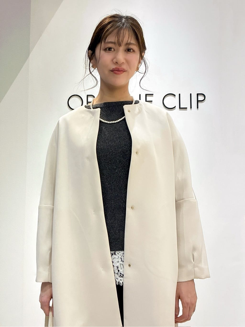 もんちゃんさんの「OPAQUE.CLIP｜サイド編地切替ニットトップス／セットアップ対応【洗濯機OK】」を使ったコーディネート