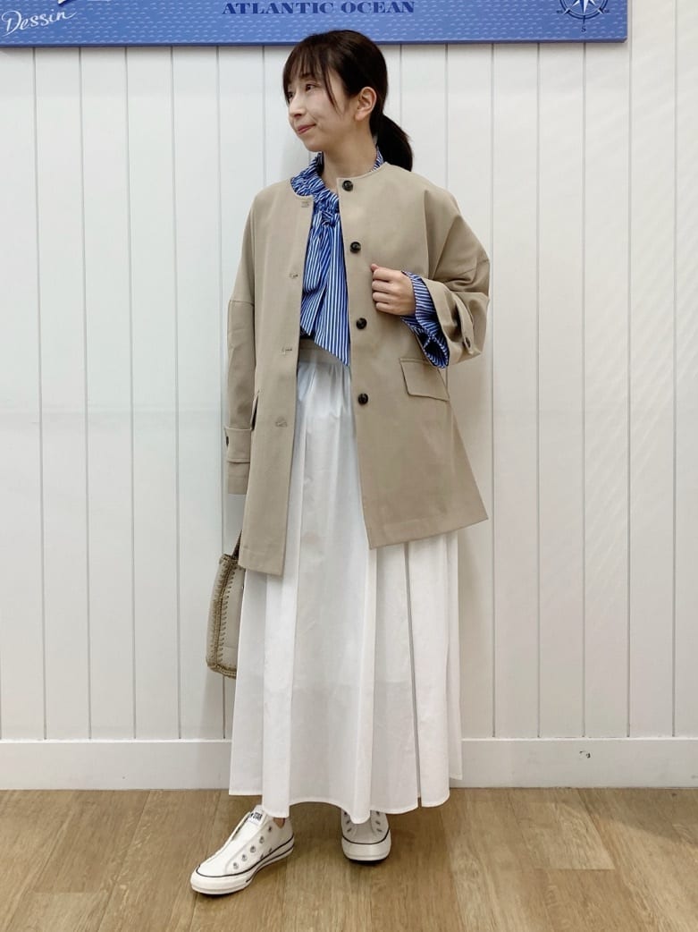 yoshiさんの「Dessin｜【洗える】フリルボウタイストライプブラウス」を使ったコーディネート