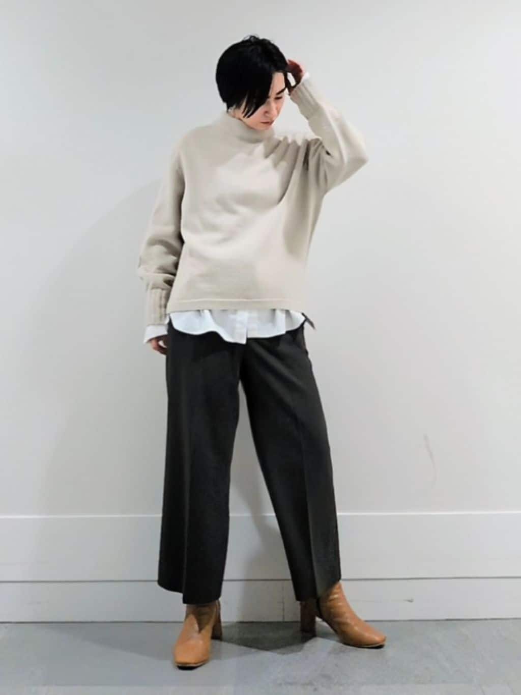 ミズタさんの「UNTITLED｜【洗える】スポンディッシュ ボトルネックニット」を使ったコーディネート