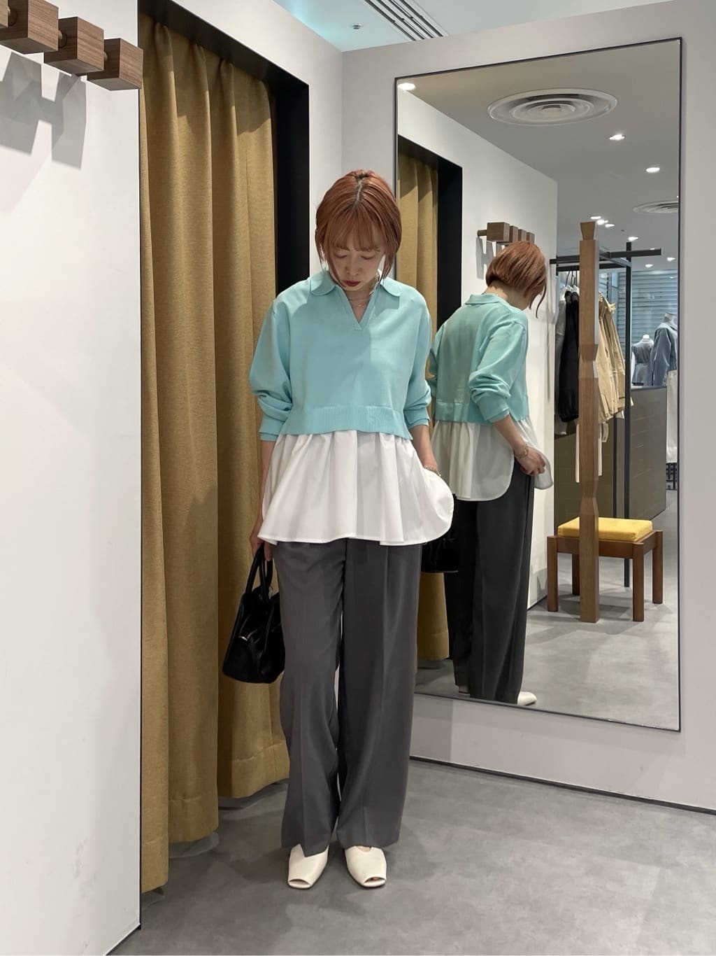 mikuさんの「INDIVI｜Comfy SET UP｜イージーストレートワイドパンツ【セットアップ対応／通勤／カセット服／接触冷」を使ったコーディネート
