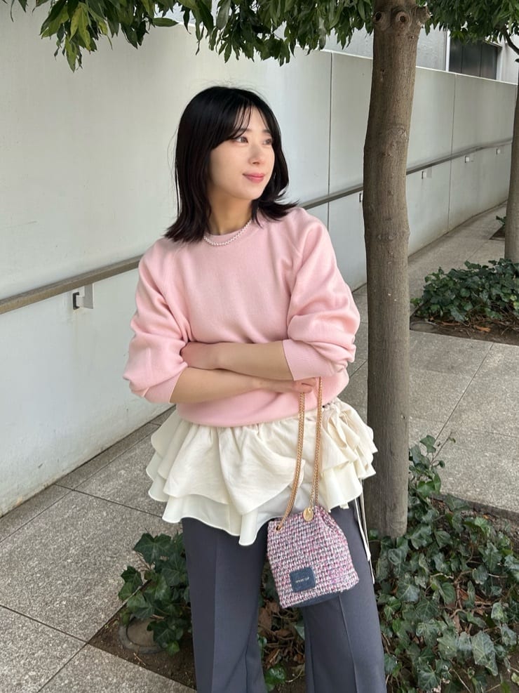 RINAさんの「OPAQUE.CLIP｜スウェットライクニット【洗濯機OK】」を使ったコーディネート