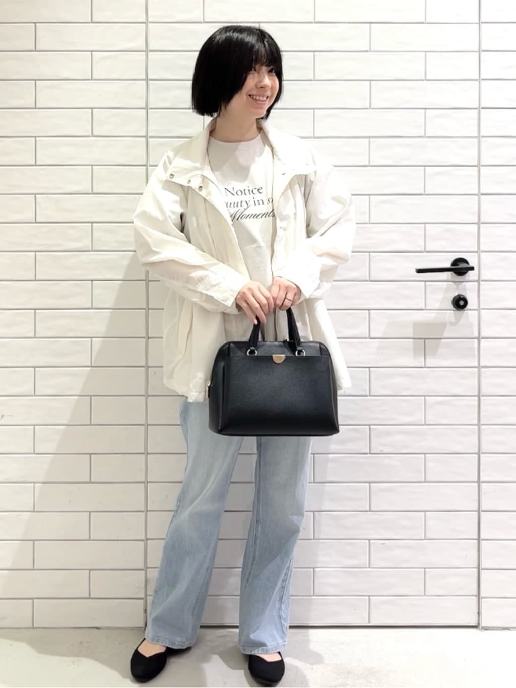 しおりさんの「OPAQUE.CLIP｜撥水スタンドZIPブルゾン【洗濯機OK／UVケア／花粉対応】」を使ったコーディネート
