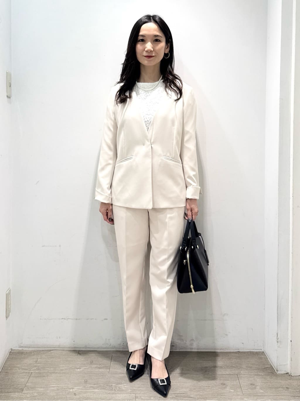 yuicciさんの「OPAQUE.CLIP｜《通勤／セットアップ対応》 Vネックジャケット／ダブルクロス【洗濯機OK】」を使ったコーディネート