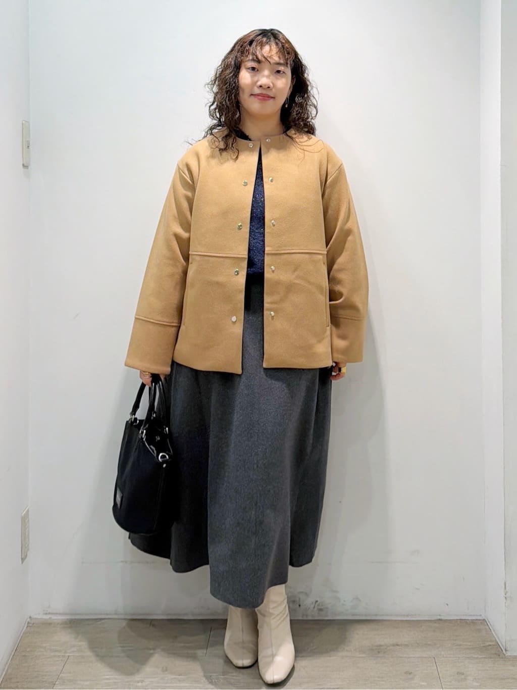 sumicaさんの「OPAQUE.CLIP｜ウールライクメルトンノーカラーコート【洗濯機洗い可】」を使ったコーディネート