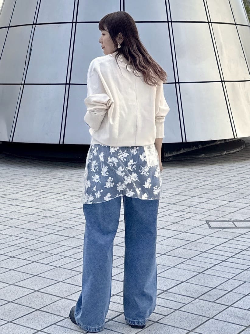 chikoさんの「OPAQUE.CLIP｜リラクシードルマンスリーブニット【洗濯機OK／抗ピル】」を使ったコーディネート