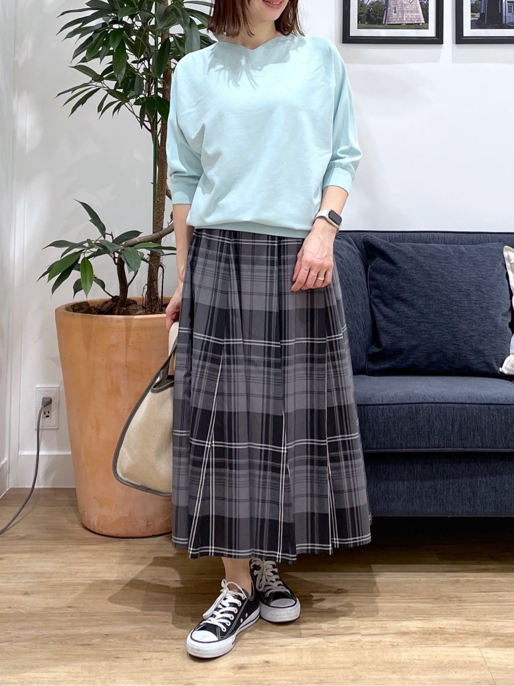 canaさんの「Dessin｜【洗える】後ろボタンニットプルオーバー七分袖」を使ったコーディネート
