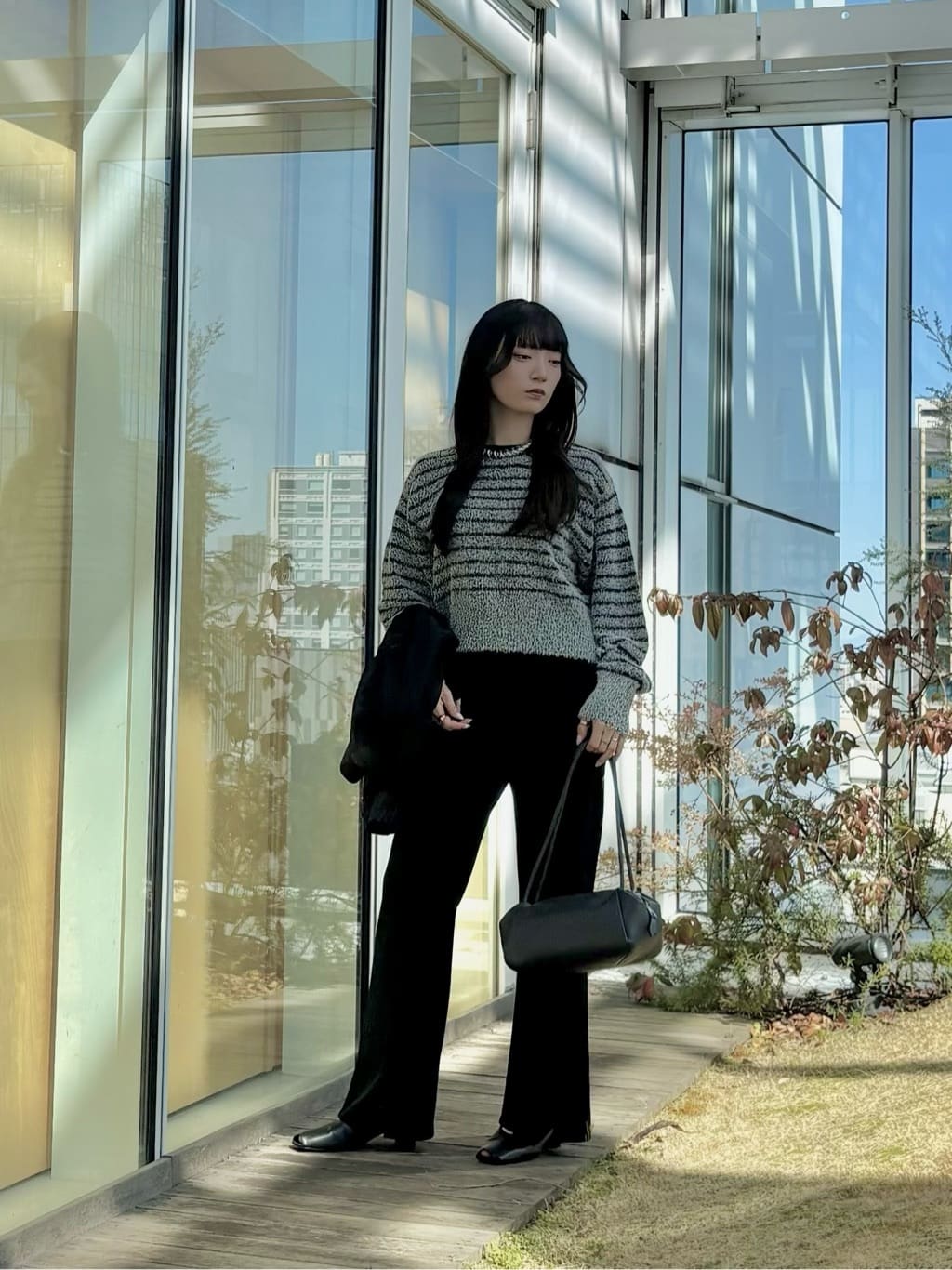 ibukiさんの「INDIVI｜ファンシーヤーンボーダーニット」を使ったコーディネート