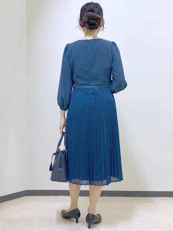  beni_gingerさんの「Reflect｜【SS-4Lサイズ】シフォン&times;幾何柄レースプリーツワンピース」を使ったコーディネート