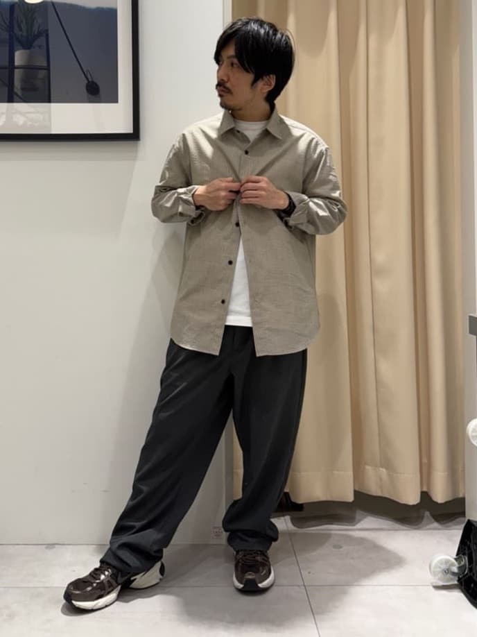 はさんの「THE SHOP TK｜【爽やかで好印象】サッカーストライプシャツ 洗濯機OK」を使ったコーディネート