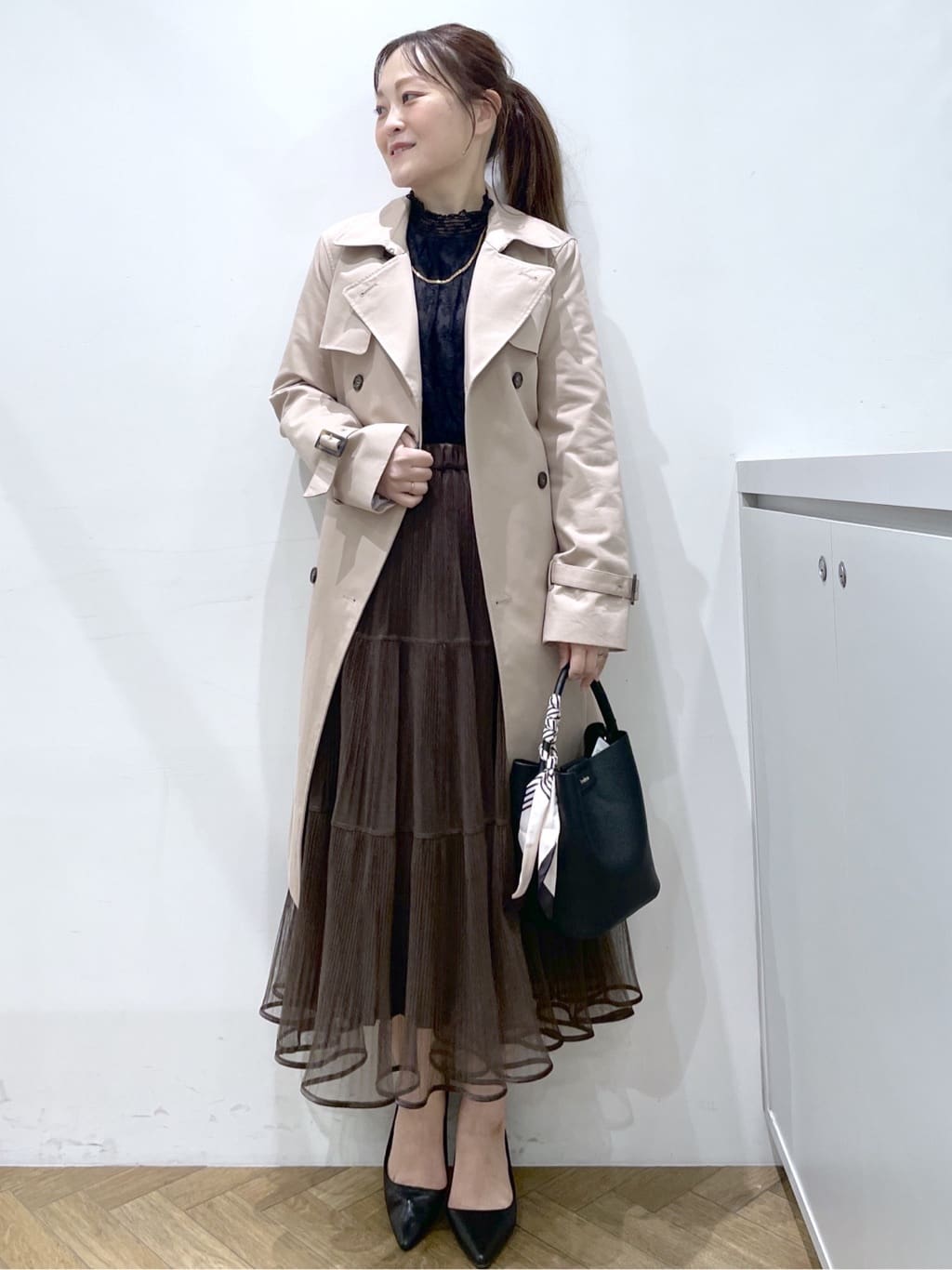 Junさんの「index｜フリルハイネックレーストップス【洗濯機OK】」を使ったコーディネート