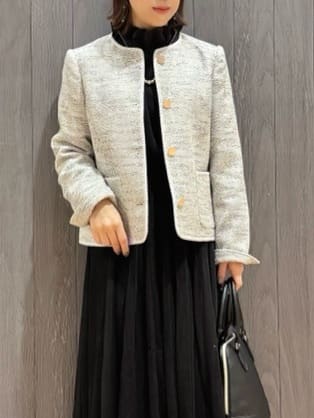 meiさんの「SHOO･LA･RUE｜【S-3L】オンとオフで印象が変わる ライトツイードジャケット」を使ったコーディネート