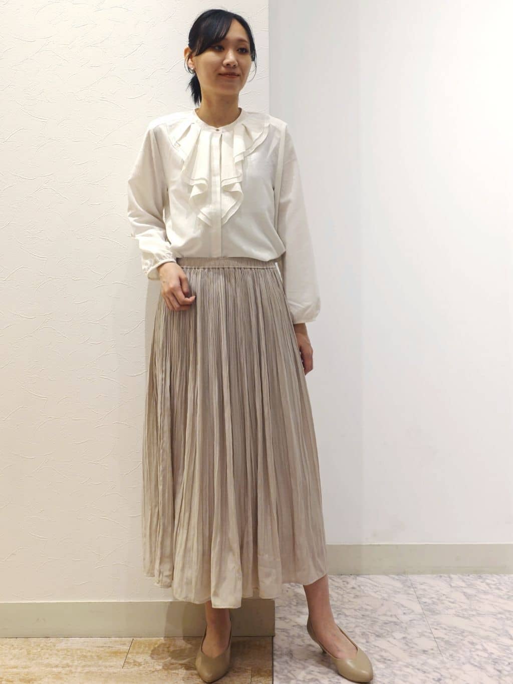 ケイさんの「grove｜【マシンウォッシュ／防シワ/SS-3L】ストレッチノーカラージャケット」を使ったコーディネート