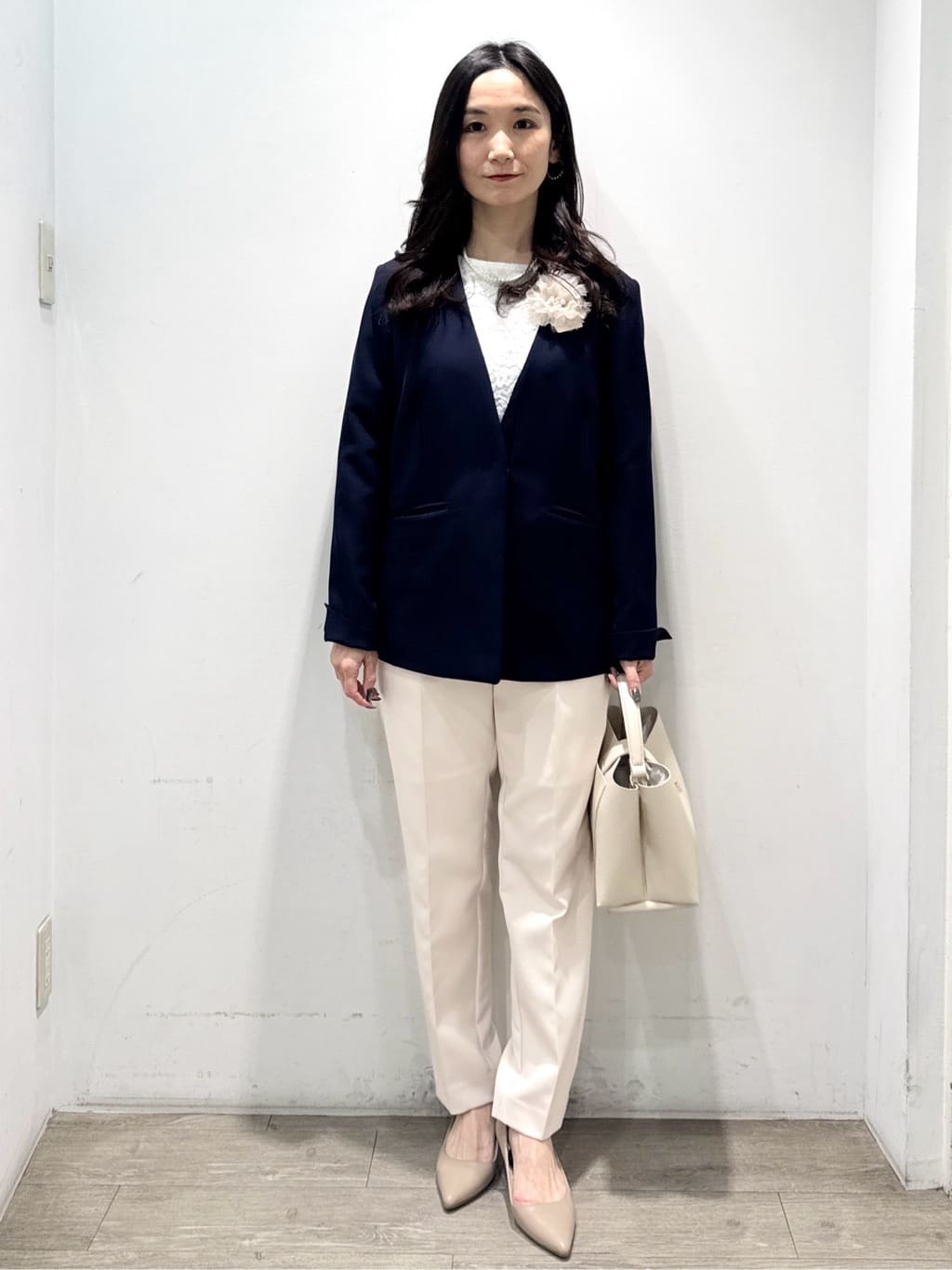 yuicciさんの「OPAQUE.CLIP｜《通勤／セットアップ対応》 Vネックジャケット／ダブルクロス【洗濯機OK】」を使ったコーディネート