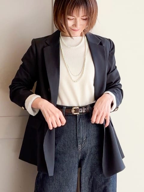 yamakoさんの「grove｜【マシンウォッシュ/防シワ】ダブルテーラードジャケット【着回しカセット】」を使ったコーディネート