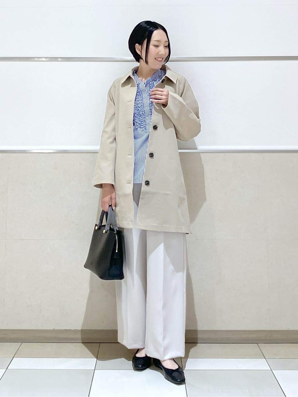 eriko さんの「Dessin｜【花粉ガード/撥水加工/洗える】ステンカラースプリングコート」を使ったコーディネート