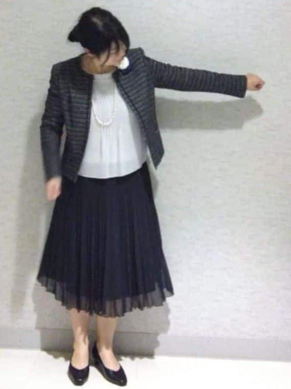 sakoさんの「Reflect｜【SS-4Lサイズ／フォーマル／セットアップ可】ツイードジャケット」を使ったコーディネート