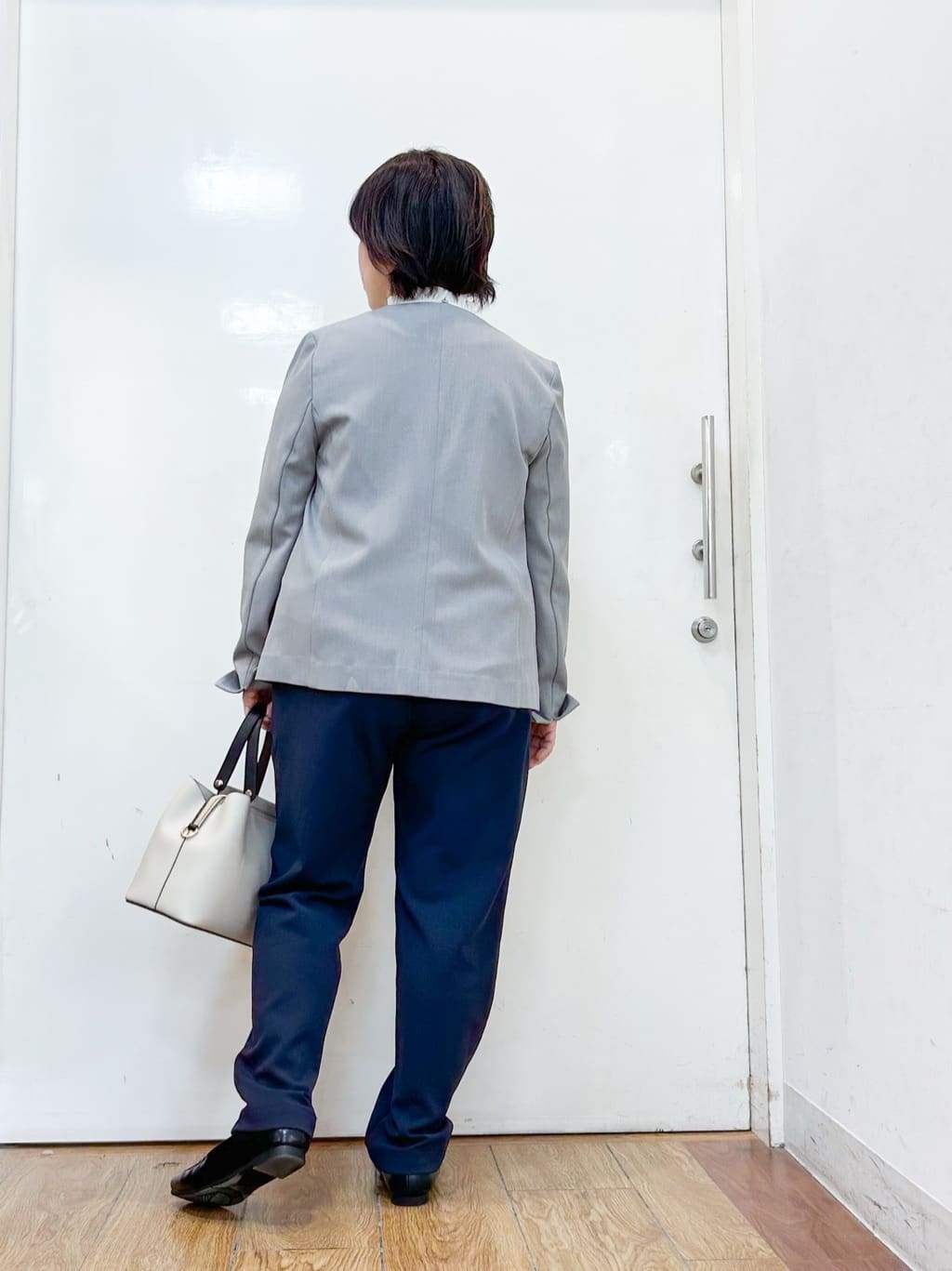 haruさんの「SHOO･LA･RUE｜【洗濯機可/UV/SS-3L】すっきり好印象 ノーカラージャケット」を使ったコーディネート