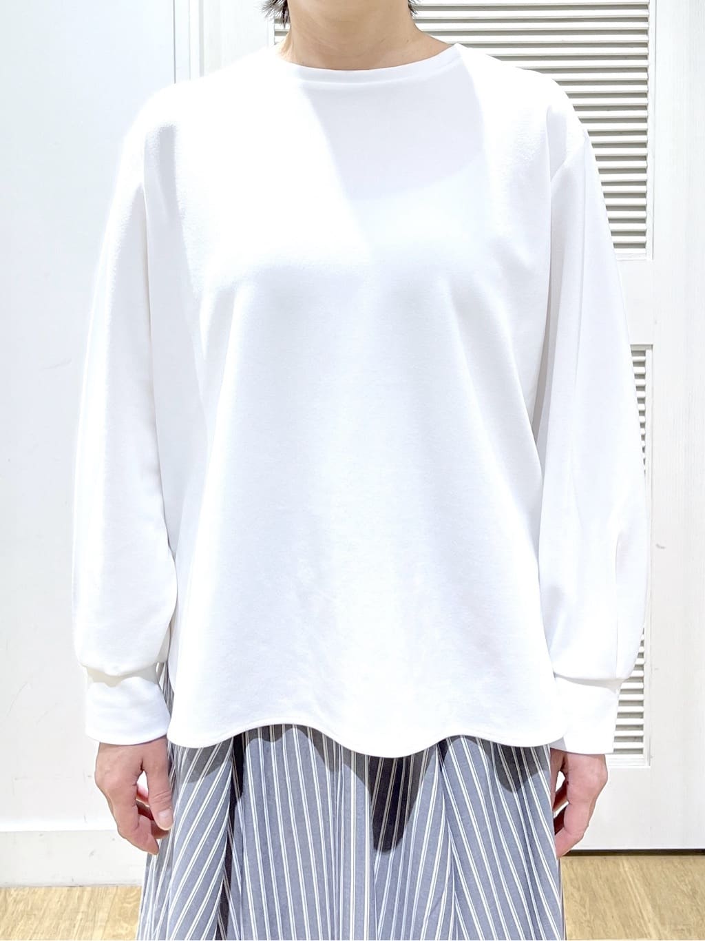 Miyazakiさんの「Dessin｜【体型カバー/レイヤード/洗える】ジョーゼットプルオーバーブラウス」を使ったコーディネート