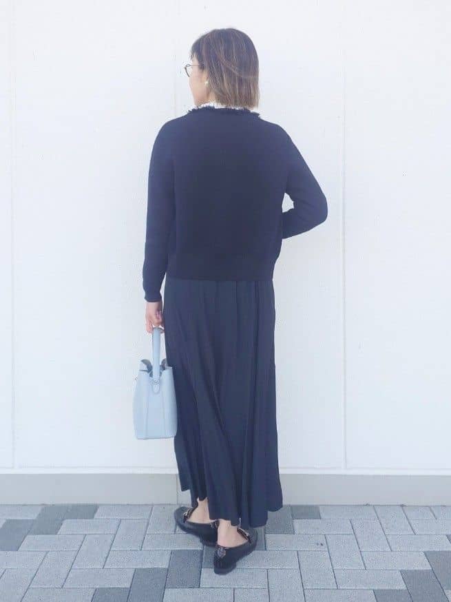 MUTSUKOさんの「UNTITLED｜【洗える/ジャケット風】ツイードニットカーディガン」を使ったコーディネート