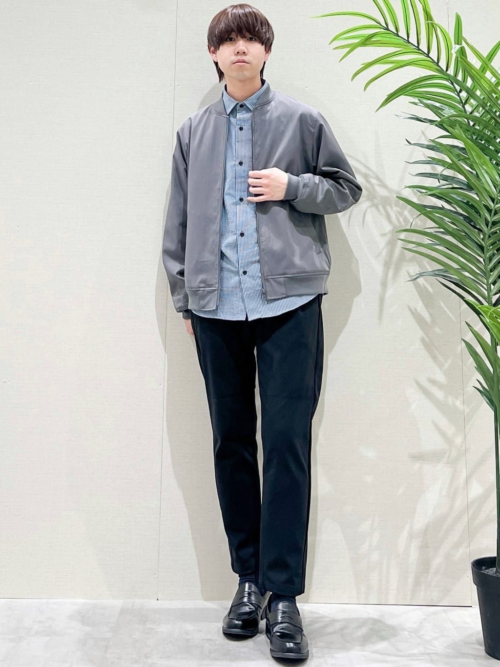 SHI-MAさんの「THE SHOP TK｜FLEX LINE ストレッチリブブルゾン　ストレッチ/防シワ/マシンウォッシャブル/セットアップ可」を使ったコーディネート