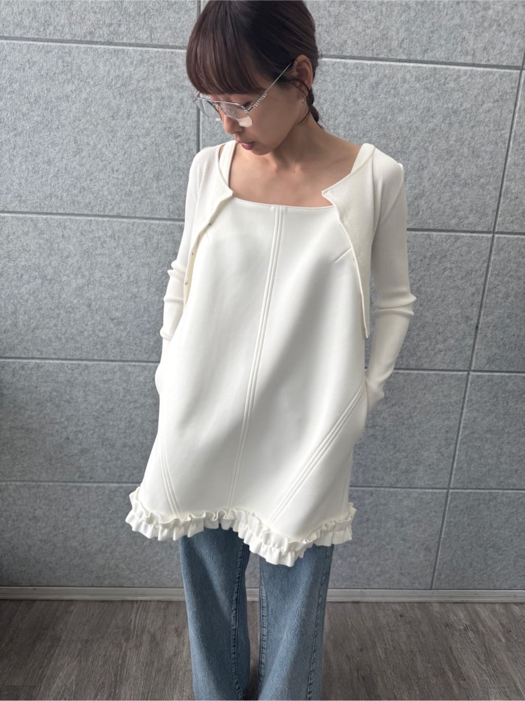 designer yukaさんの「CODE A｜【Re】stretch hook cardigan」を使ったコーディネート