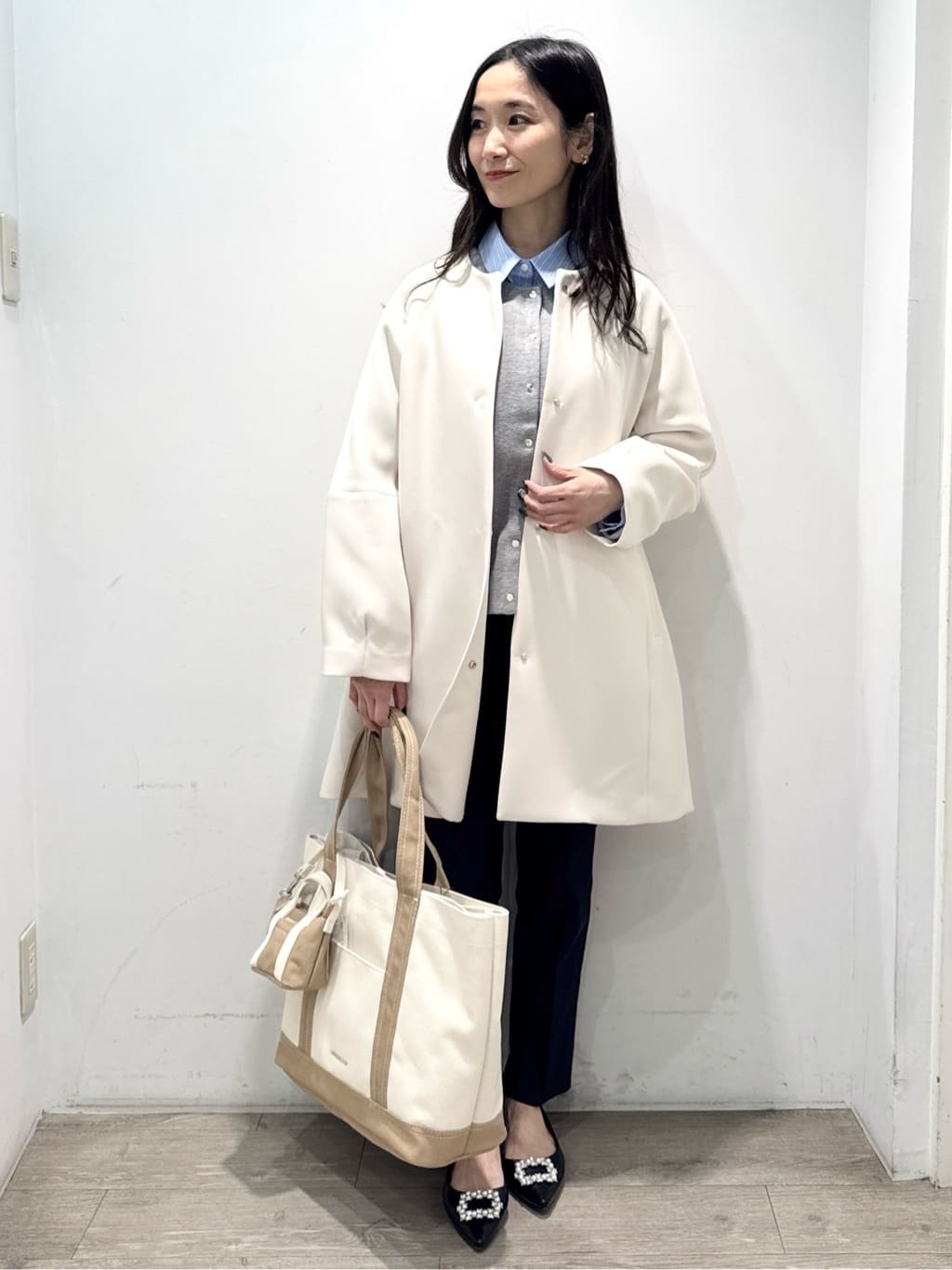 yuicciさんの「OPAQUE.CLIP｜フォルムスリーブミドルコート【洗濯機OK】」を使ったコーディネート