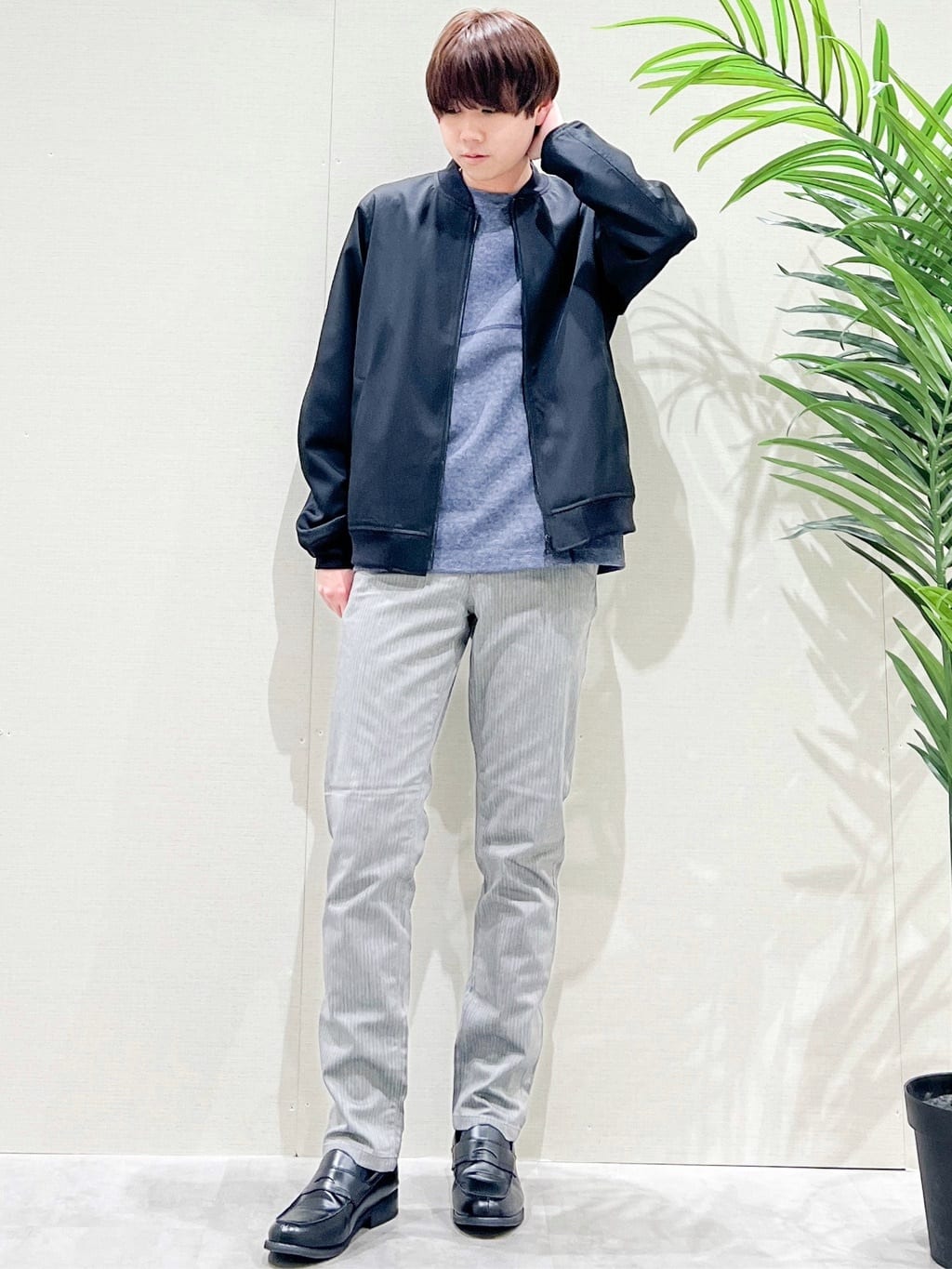 SHI-MAさんの「THE SHOP TK｜FLEX LINE ストレッチリブブルゾン　ストレッチ/防シワ/マシンウォッシャブル/セットアップ可」を使ったコーディネート