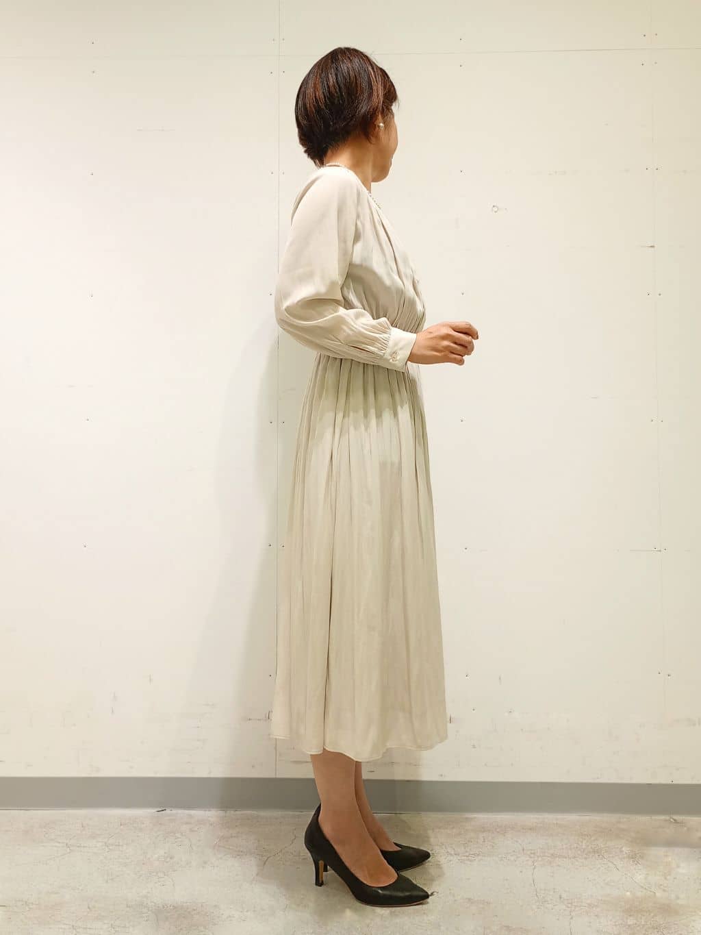 Kさんの「INDIVI｜【洗える】ギャザーフレアワンピース」を使ったコーディネート