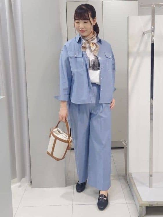 AZUSAさんの「Reflect｜【羽織にも◎】ダンガリーシャツ」を使ったコーディネート