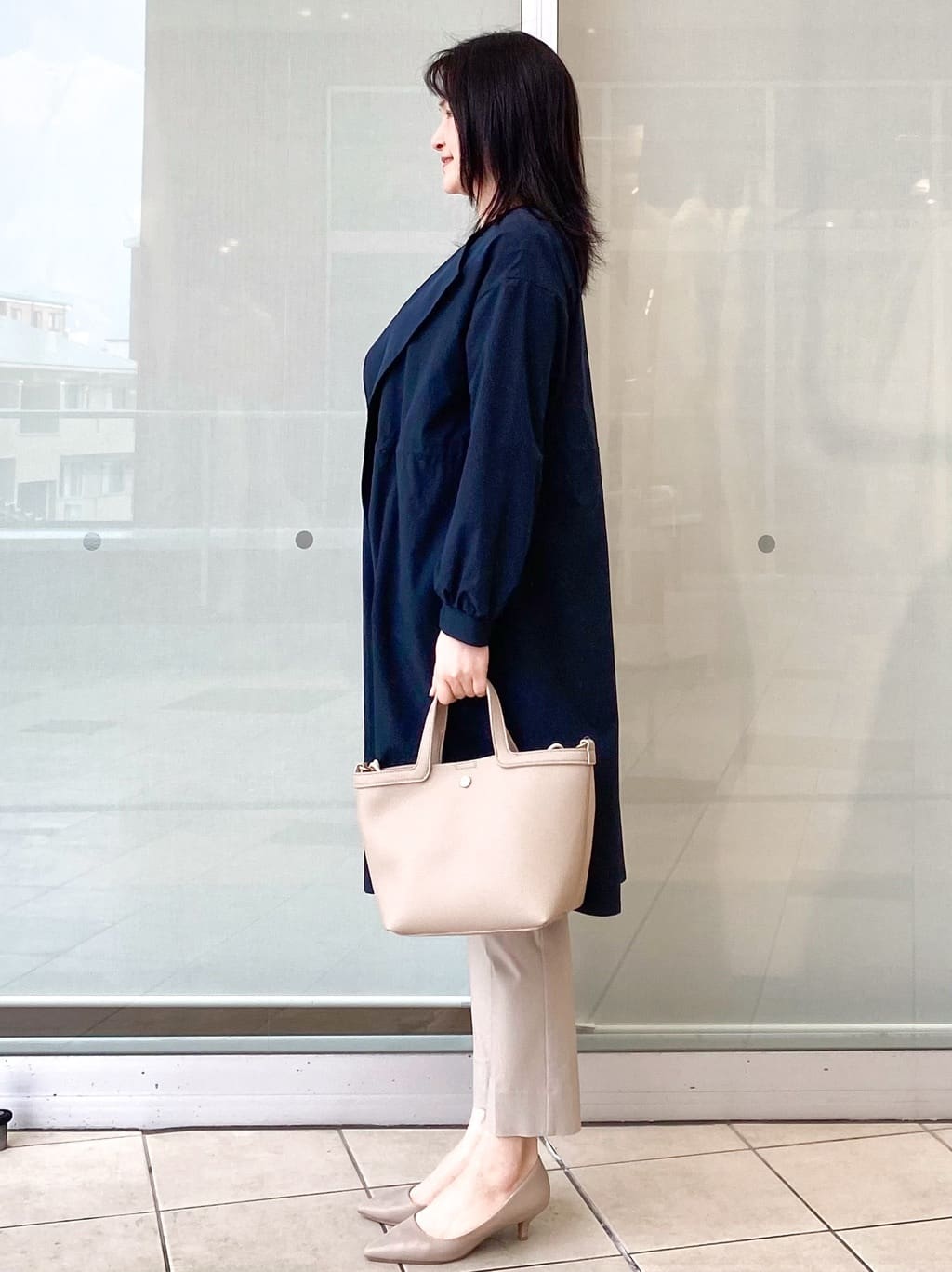 Jeanさんの「OPAQUE.CLIP｜ヴィンテージクロスノーカラーロングコート【洗濯機OK／ストレッチ／イージーアイロン】」を使ったコーディネート