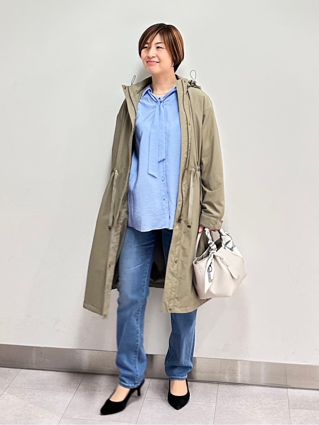 みなこさんの「UNTITLED｜◆【洗える/接触冷感】リラックスボウタイブラウス」を使ったコーディネート