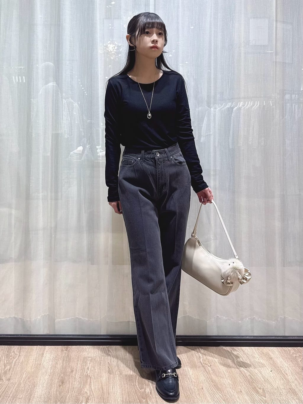ぞうげさんの「OPAQUE.CLIP｜ラメシアーリブトップス【洗濯機OK／接触冷感】」を使ったコーディネート