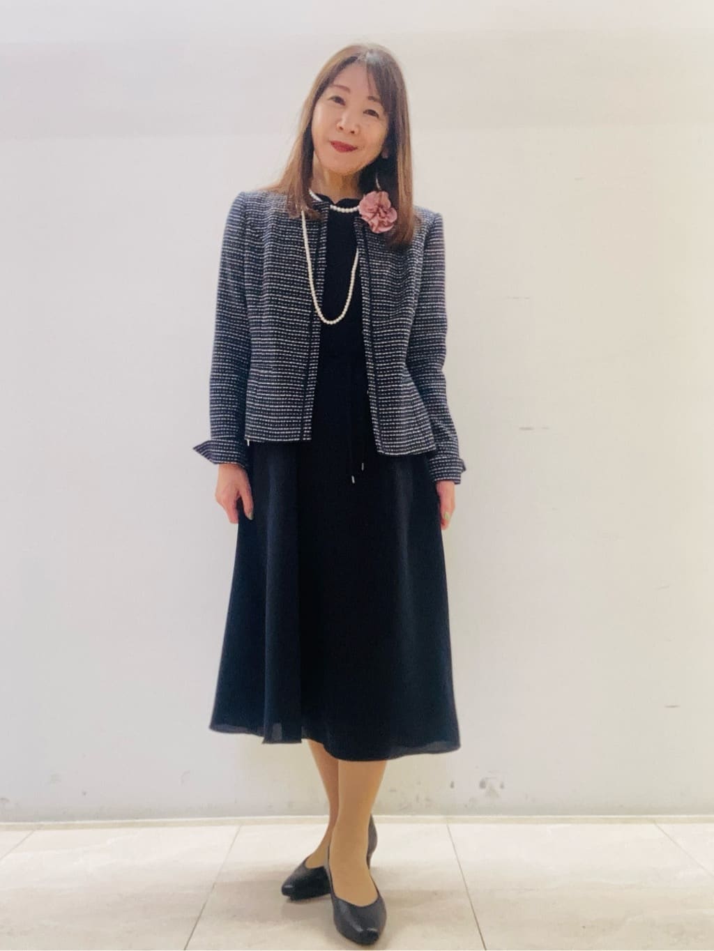kurodaさんの「Reflect｜【フォーマル／入卒／付属リボン付き】スリーブデザインジョーゼットワンピース」を使ったコーディネート
