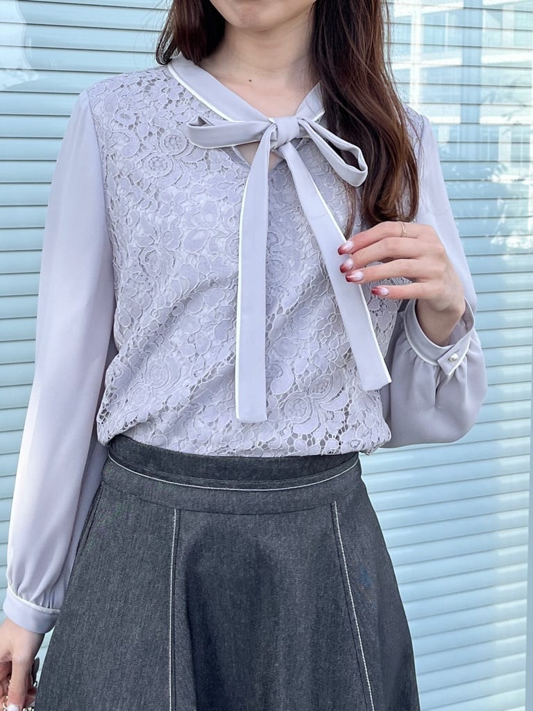 はばさんの「Couture brooch｜【洗える・通勤】フラワーレースブラウス」を使ったコーディネート