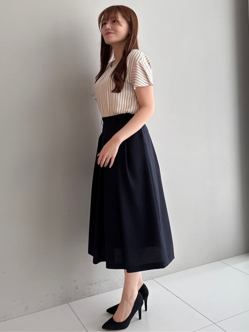 sayaさんの「COUP DE CHANCE｜【手洗い可／日本製】チェーン柄ブラウス」を使ったコーディネート
